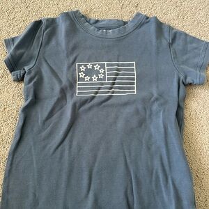 Kids Short Sleeve Blue Graphic Flag Tee